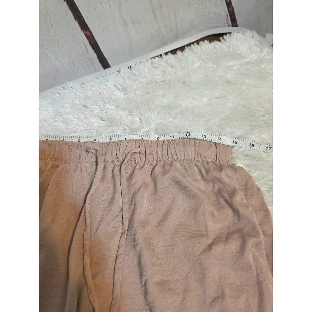 Como Sleep Womens Mauve Pink Satin Pajama Set Short Sleeve Button Top Pants M